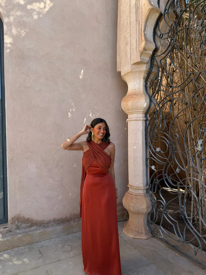 Noa | Vintage Plain Dress with Bow and High Waist