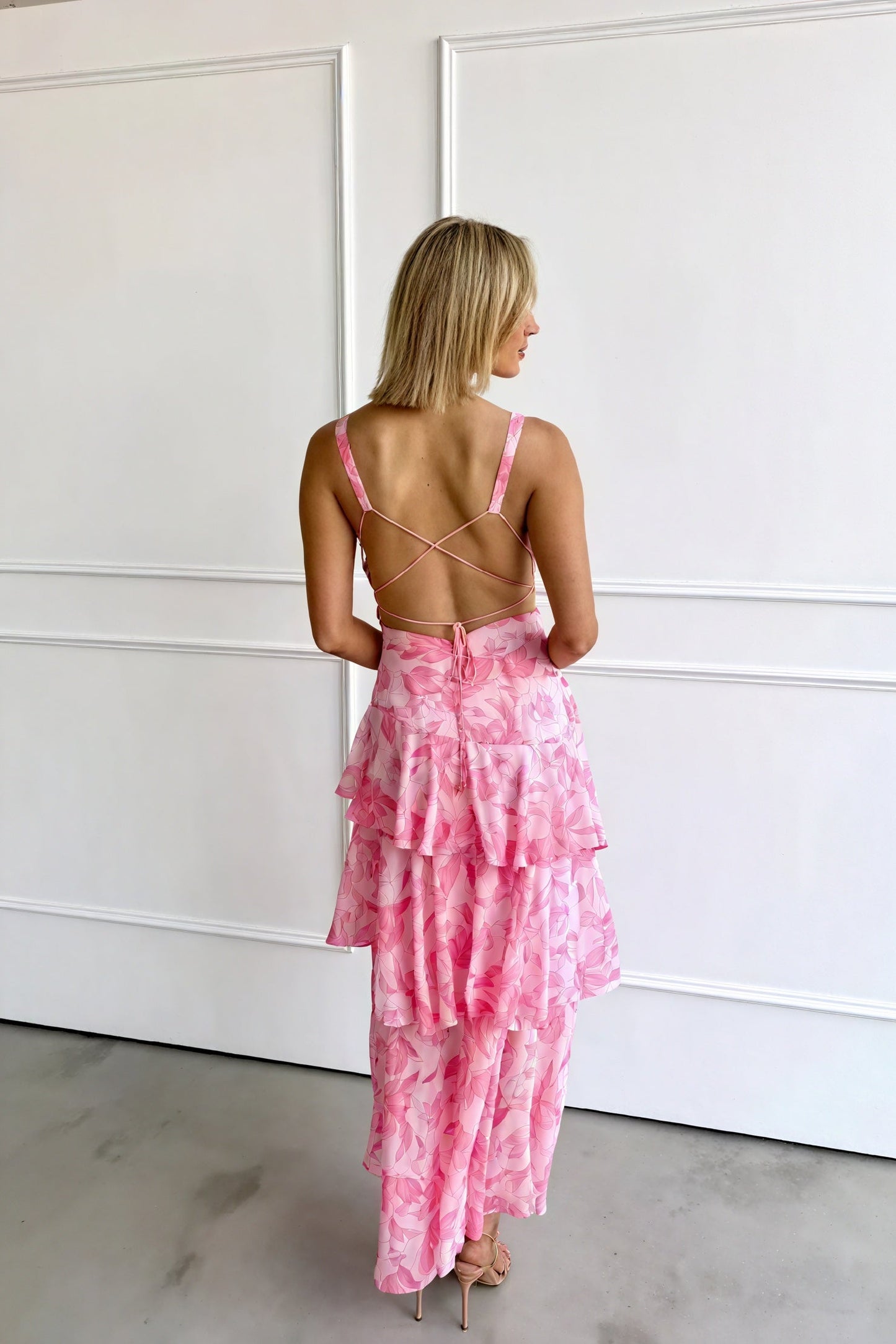 Floral Print Dress with Deep Neckline