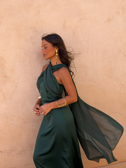 Noa | Vintage Plain Dress with Bow and High Waist