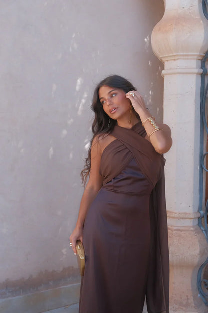 Noa | Vintage Plain Dress with Bow and High Waist