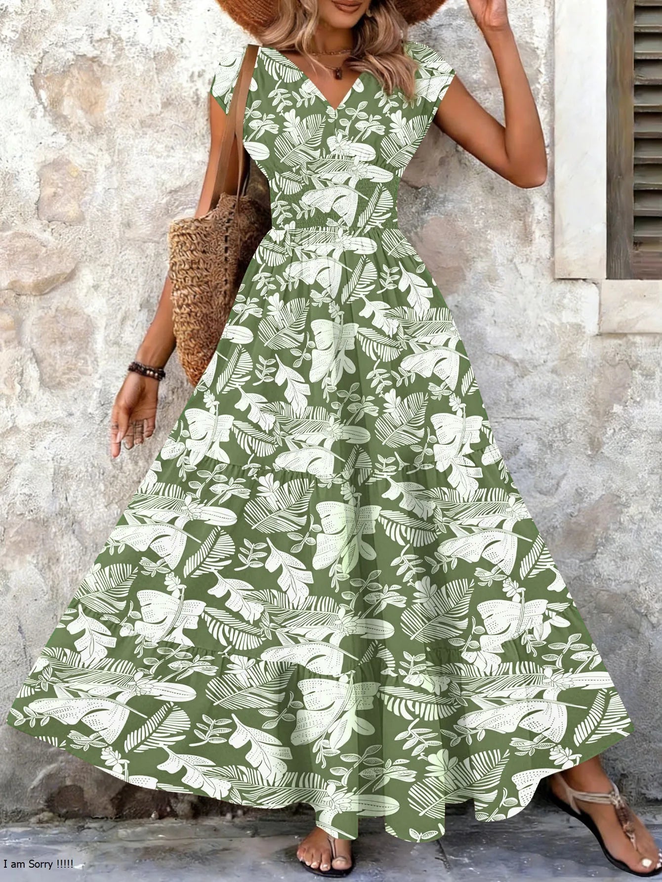 Lorena | Baroque Maxi Dress with V-Neckline