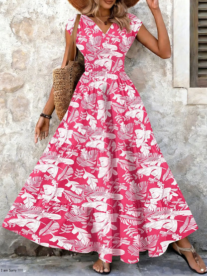 Lorena | Baroque Maxi Dress with V-Neckline