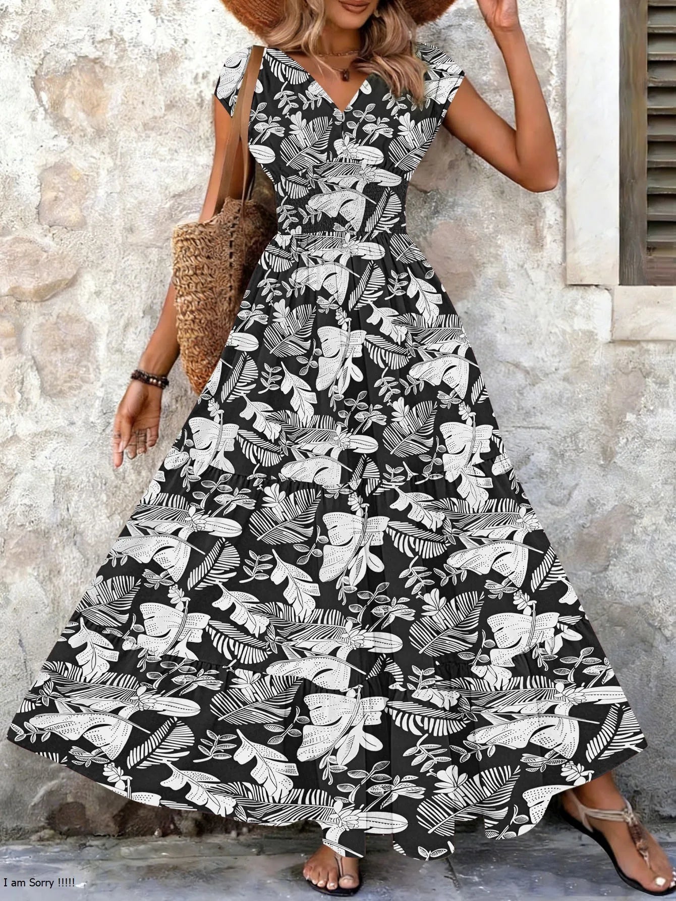 Lorena | Baroque Maxi Dress with V-Neckline