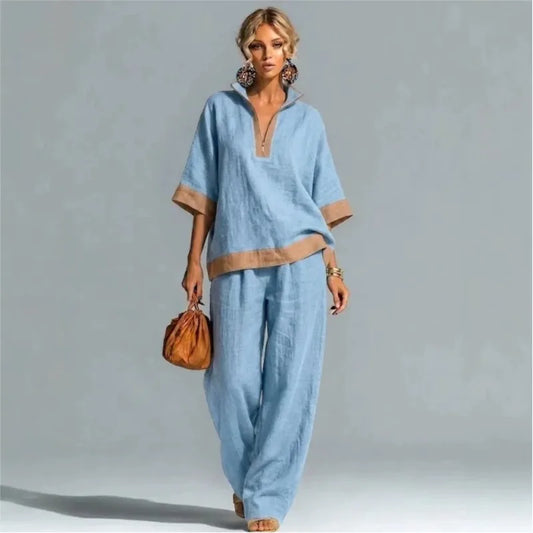 Women's Vintage Linen-Look Co-ord Set