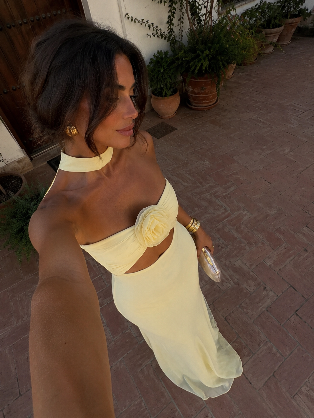 Pastel Yellow Floral Print Dress