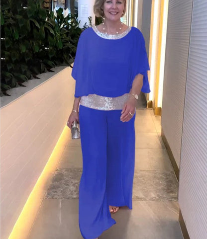 Mireya | Elegant Wide Leg Two Piece Evening Pant Set