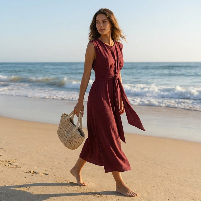 Eva | Elegant Sleeveless Dress with Adjustable Waist