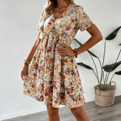 Bea | Floral Summer Dress with V-Neckline