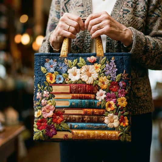 Artisan Tote - Floral Print and Books
