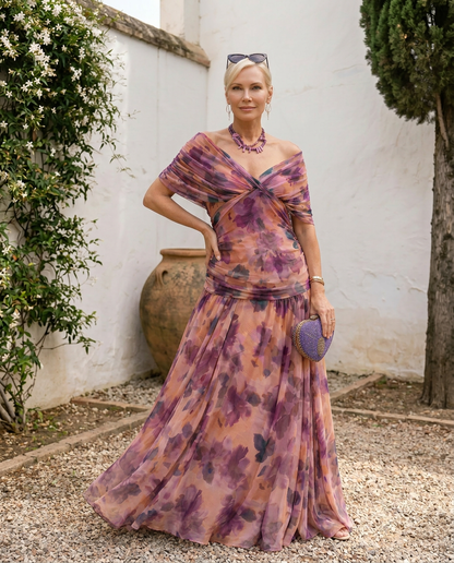 Elegant Maxi Party Dress with Sweetheart Neckline