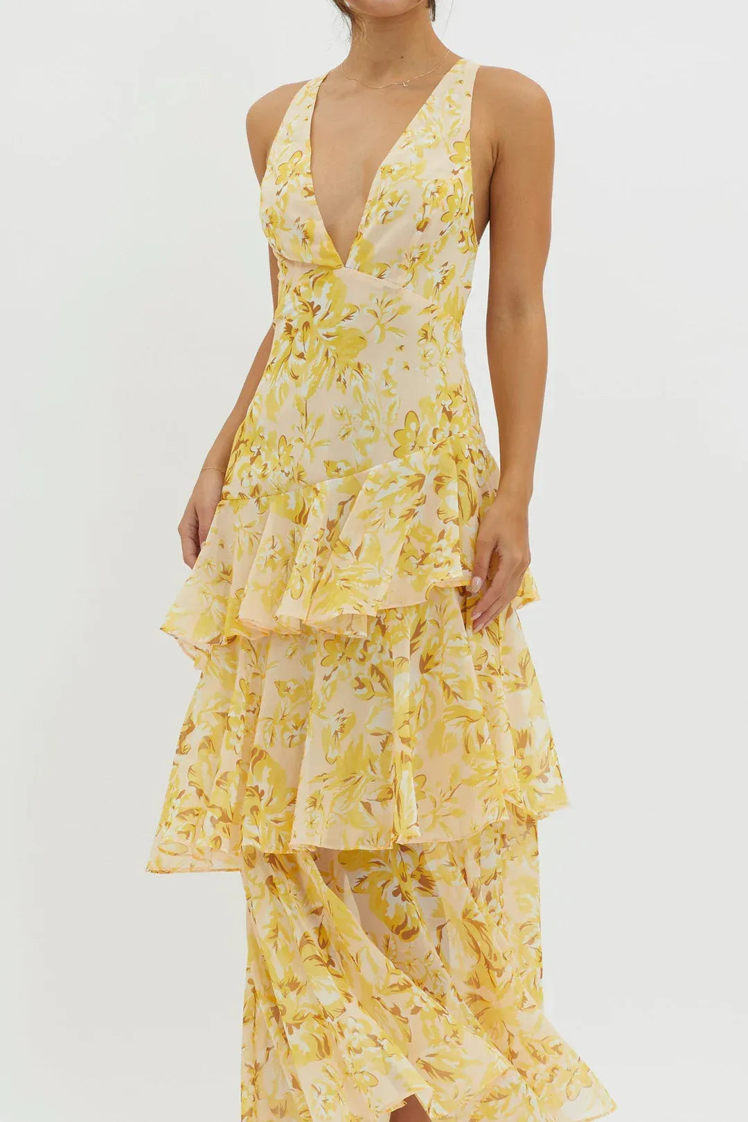 Maya | Long Floral Dress with Ruffles