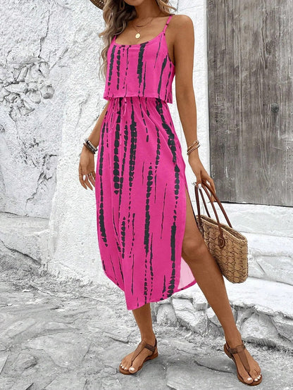 Luna | Printed Midi Dress with Thin Straps