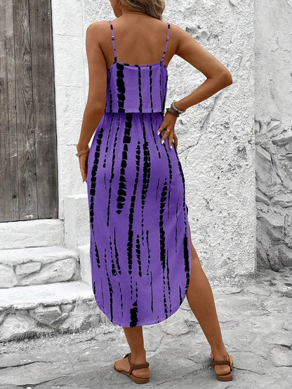 Luna | Printed Midi Dress with Thin Straps
