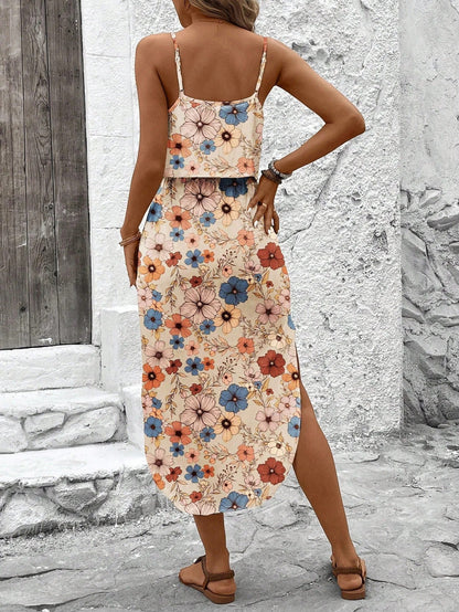 Luna | Printed Midi Dress with Thin Straps
