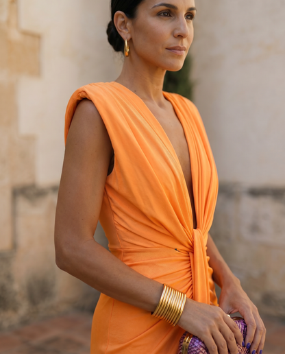 Selena | Fiery Drapé Dress